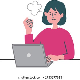 girl young laptop computer angry