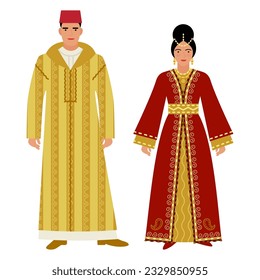 Premium Vector  A man and a woman in turkish folk costumes culture and  traditions of turkey illustration vector