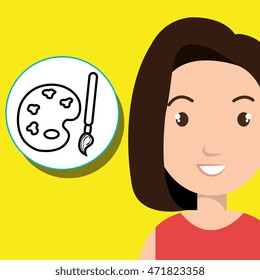 girl young student school vector illustration design