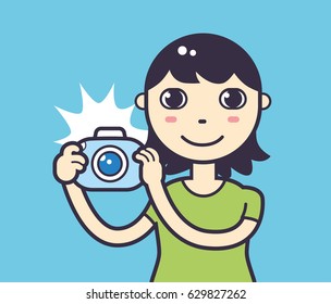 Girl Young Woman Flashing Camera Taking Stock Vector (Royalty Free ...