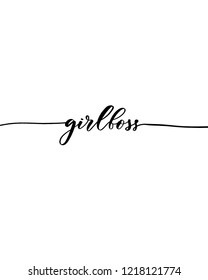 Girlboss - elegant calligraphic vector inscription.Unique hand lettering for the design of your jewelry, T shirts, prints and other business.