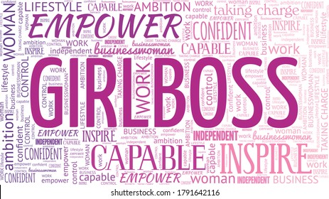 Girlboss female emancipation word cloud isolated on a white background