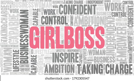 Girlboss female emancipation word cloud isolated on a white background