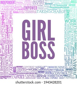 Girlboss vector illustration word cloud isolated on a white background.