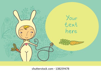 girl-bunny with a carrot