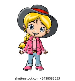 a girlcartoon is wearing a farmer's costume