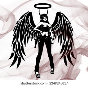 GIRLE ANGLE SOLLITUTE DESIGN ILLUSTRATION