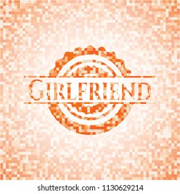 Girlfriend abstract orange mosaic emblem
