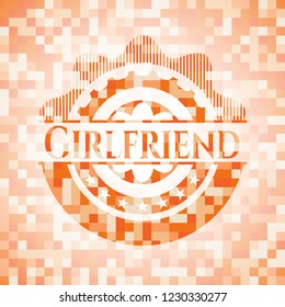 Girlfriend abstract orange mosaic emblem