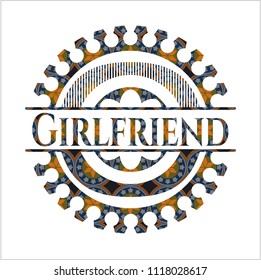 Girlfriend arabesque emblem. arabic decoration.