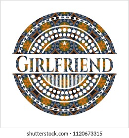 Girlfriend arabic badge. Arabesque decoration.