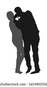 Girlfriend and boyfriend couple in love taking selfie picture vector silhouette isolated. Hand hold mobile phone. Woman and man smiling on camera selfie. Fan with popular super star on concert event.