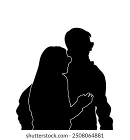 Girlfriend and boyfriend silhouette vector. Romantic vector. Romantic silhouette vector.