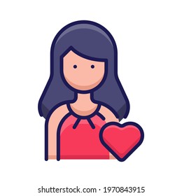 Girlfriend Crush Icon Illustration With Filled Outline Style