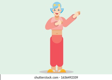 A girlfriend cute expression and beg for mercy, a flat vector illustration. Simple vector illustration, this illustration can use as a sticker also. 