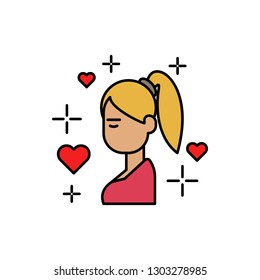 girlfriend, girl, fall in love color icon. Element of color love signs. Premium quality graphic design icon. Signs and symbols collection icon for websites, web design, mobile app