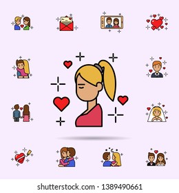 girlfriend, girl, fall in love icon. Universal set of love story for website design and development, app development