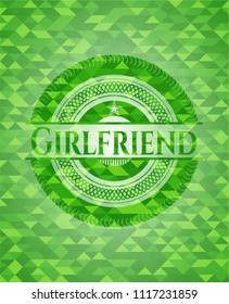 Girlfriend green emblem with mosaic background