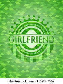 Girlfriend green emblem with mosaic background