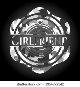 Girlfriend grey camouflage emblem