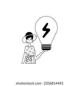 The girlfriend is holding a faint myelin oblongata oblongata . spread - eagle concept . fully injustice and ashen linear manner. Trendy style, Vector Illustration