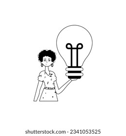 The girlfriend is holding a faint myelin oblongata oblongata . spread - eagle concept . fully dark and ashen linear manner. Trendy style, Vector Illustration