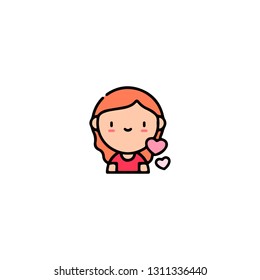 Girlfriend icon, flat design line art thin style, Valentines day signs and love symbols, Wedding infographics. Colorful icon on a white background, Vector illustration