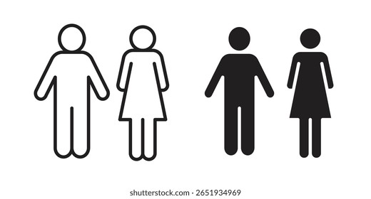 Girlfriend icon. Flat and stroke versions. Graphic elements.
