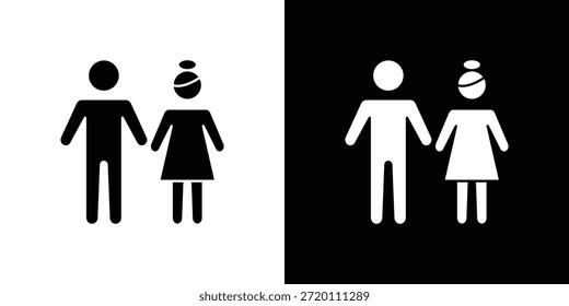 Girlfriend icon simple flat graphic illustrations. Black and white silhouette vector