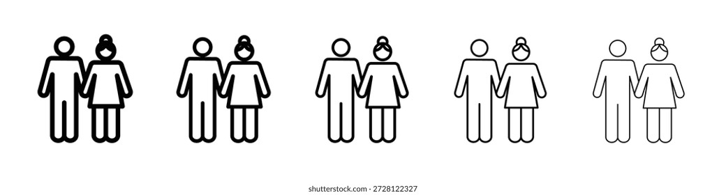 Girlfriend icon vector in editable stroke linear pictogram