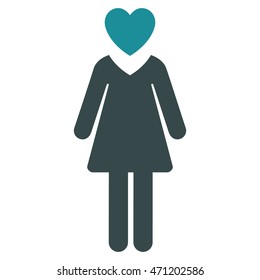 GirlFriend icon. Vector style is bicolor flat iconic symbol with rounded angles, soft blue colors, white background.