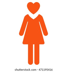GirlFriend icon. Vector style is flat iconic symbol with rounded angles, orange color, white background.