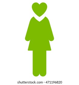 GirlFriend icon. Vector style is flat iconic symbol with rounded angles, eco green color, white background.