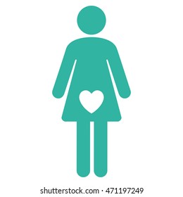 GirlFriend icon. Vector style is flat iconic symbol with rounded angles, cyan color, white background.