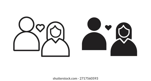 Girlfriend icons. Pixel perfect. Vector outline icon. Flat logo concept.