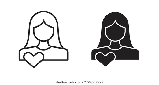 Girlfriend icons in simple black style symbol sign for apps and website