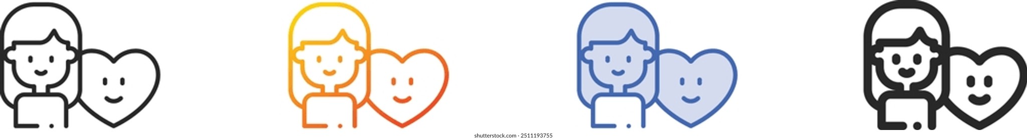 girlfriend icon.Thin Linear, Gradient, Blue Stroke and bold Style Design Isolated On White Background