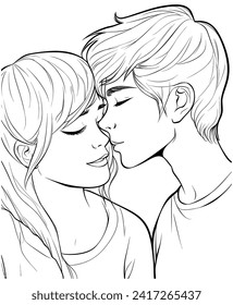 Girlfriend kissing boyfriend coloring pages