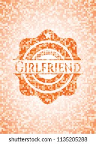 Girlfriend orange mosaic emblem with background