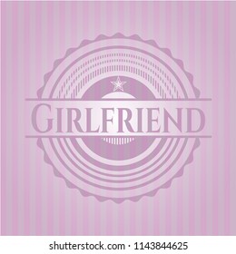 Girlfriend pink emblem. Retro