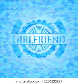 Girlfriend realistic sky blue mosaic emblem