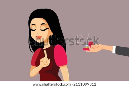 
Girlfriend Refusing Engagement Proposal from her Boyfriend Vector Cartoon. Woman making no hand gesture to marriage proposal from boyfriend
