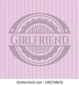 Girlfriend retro pink emblem. Vector Illustration. Detailed.