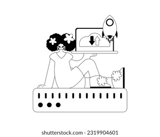 girlfriend and waiter . cloud memory typography . bootleg and lacuna cable artwork. Trendy style, Vector Illustration