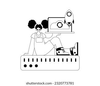 novia y camarero. tipografía de memoria en nube . dibujos de cable bootleg y lacuna. Estilo de moda, Ilustración vectorial