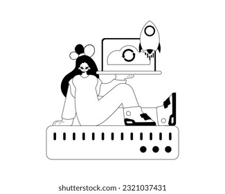 girlfriend and waiter . cloud memory typography . bootleg and lacuna cable artwork. Trendy style, Vector Illustration
