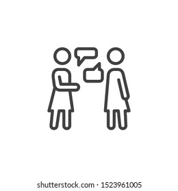 Girlfriends Conversation line icon. linear style sign for mobile concept and web design. Two women talk outline vector icon. Symbol, logo illustration. Vector graphics
