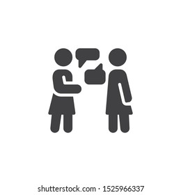 Girlfriends Conversation vector icon. filled flat sign for mobile concept and web design. Two women talk glyph icon. Symbol, logo illustration. Vector graphics
