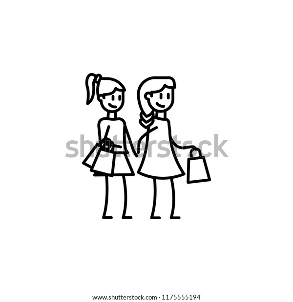 girlfriends on purchases icon. Element\
of friendship icon for mobile concept and web apps. Thin line\
girlfriends on purchases icon can be used for web and\
mobile