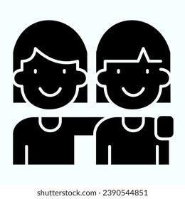 Girlfriends solid icon. Two girls hugging each other vector illustration isolated on white. Girl friendship glyph style design, designed for web and app. Eps 10